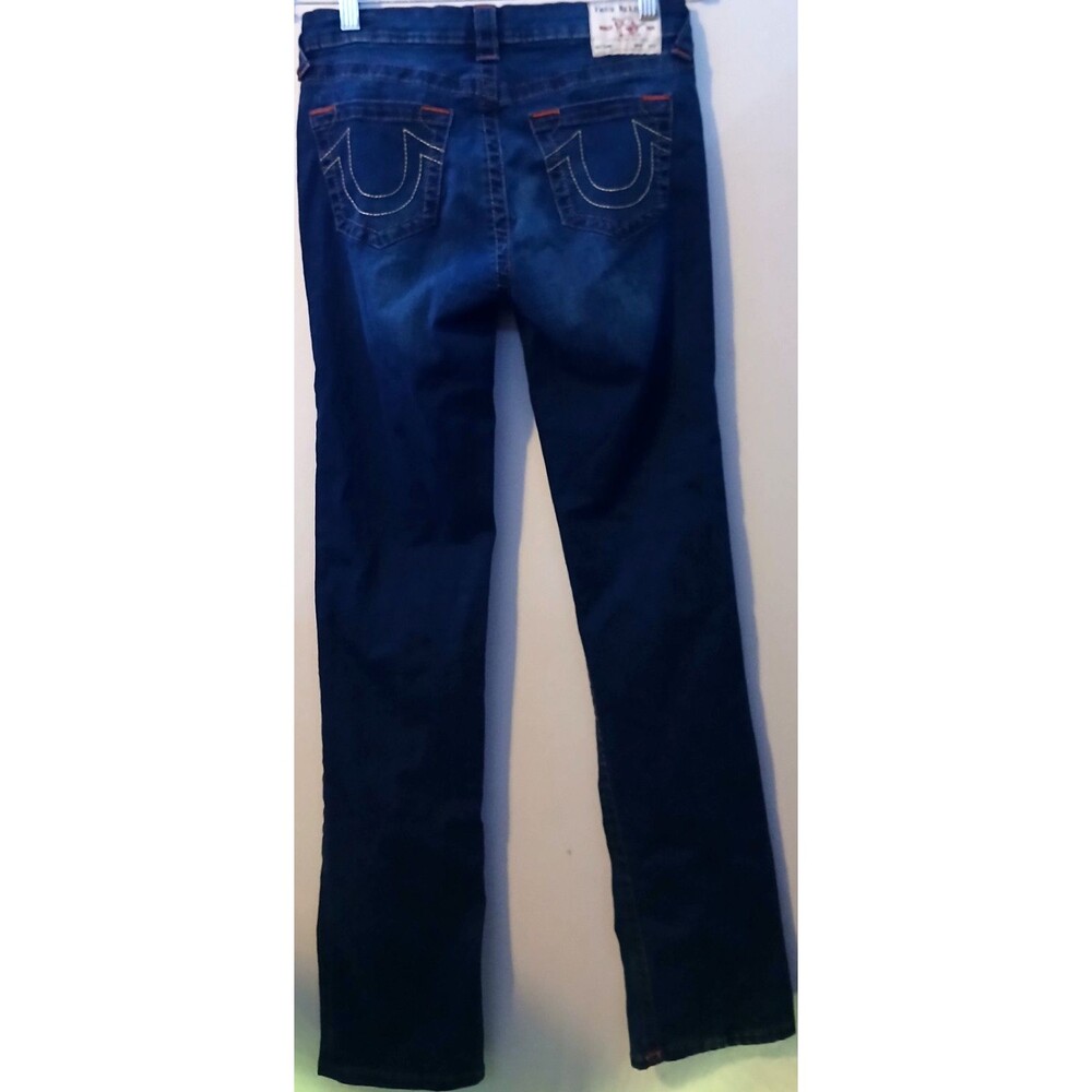 True Religion Billie Straight Jeans Womens 27 Dark Wash Mid Rise Stretch
